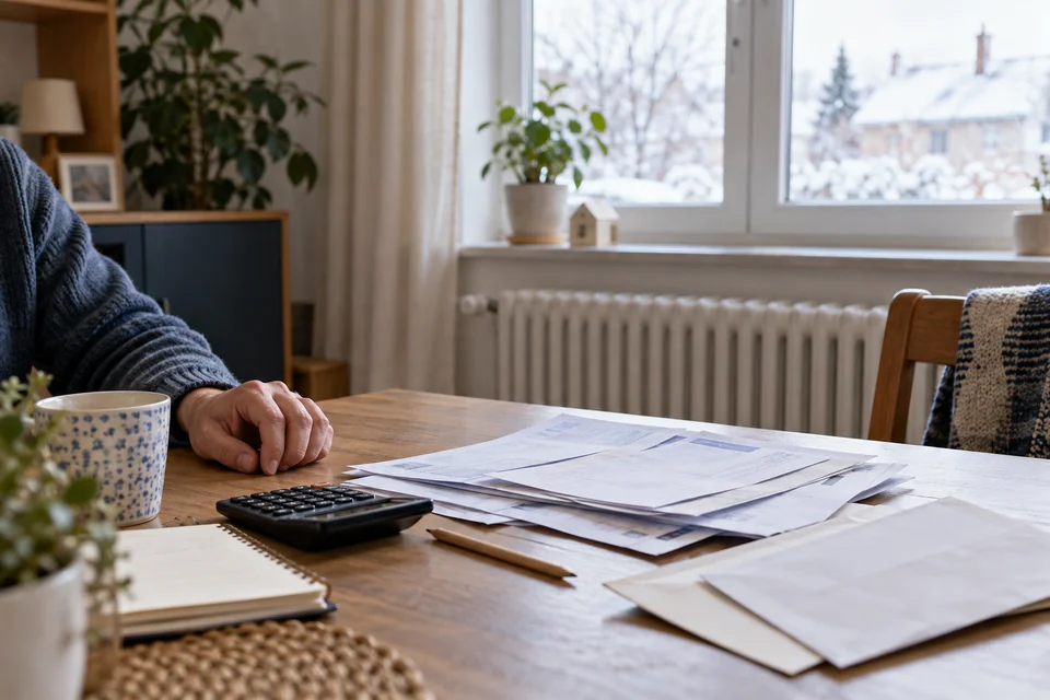 Factures d’énergie classées avec un budget domestique.