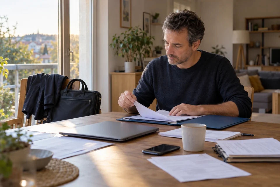 Personne préparant ses démarches après une perte d’emploi.