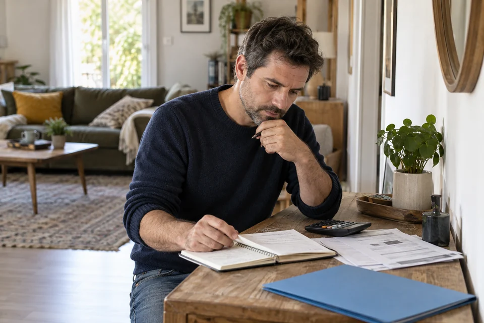 Calculatrice et relevés pour évaluer un projet personnel.