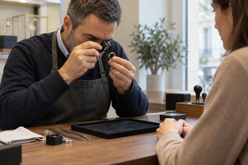 Examen d’un objet de valeur avant une estimation.